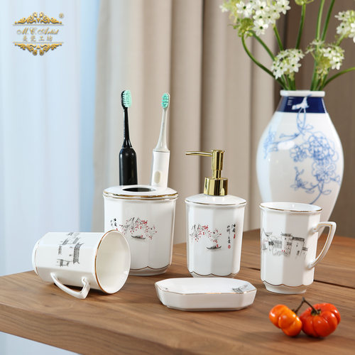 美瓷工坊高温陶瓷浴室用品套件