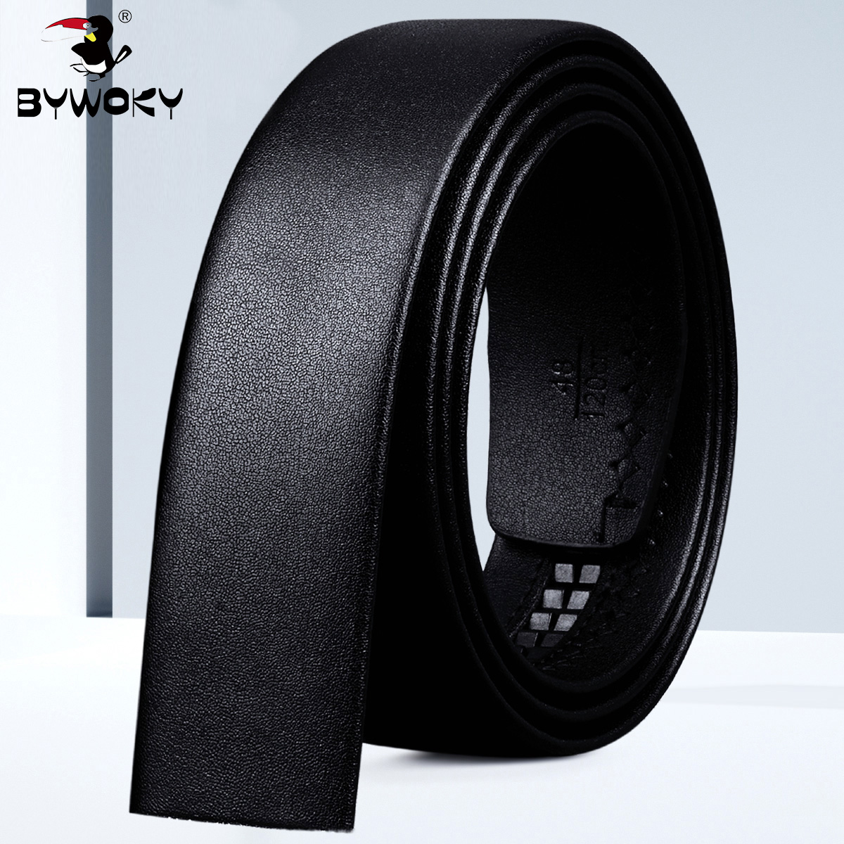 无头牛皮带中青年商务无扣裤带条