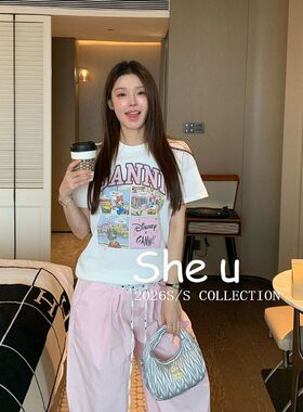 美式复古风唐老鸭宽松短袖女2026夏季新款百搭减龄T恤