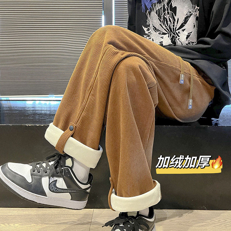 灯芯绒秋冬加绒加厚休闲裤男女拖地裤kk339加绒60控75,男装休闲裤,星座712