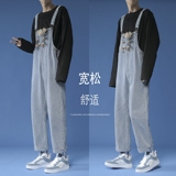 春夏破洞牛仔背带裤中性印花9分连体裤B269-BD53-p68，男装牛仔裤，星座712