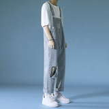 破洞牛仔背带裤男女中性印花9分吊带裤B269-BD51-p68，男装牛仔裤，星座712