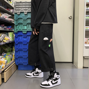 工装裤男秋季新款宽松直筒老爹裤送公仔KK103P55,165瘦小男士穿搭秋季图片