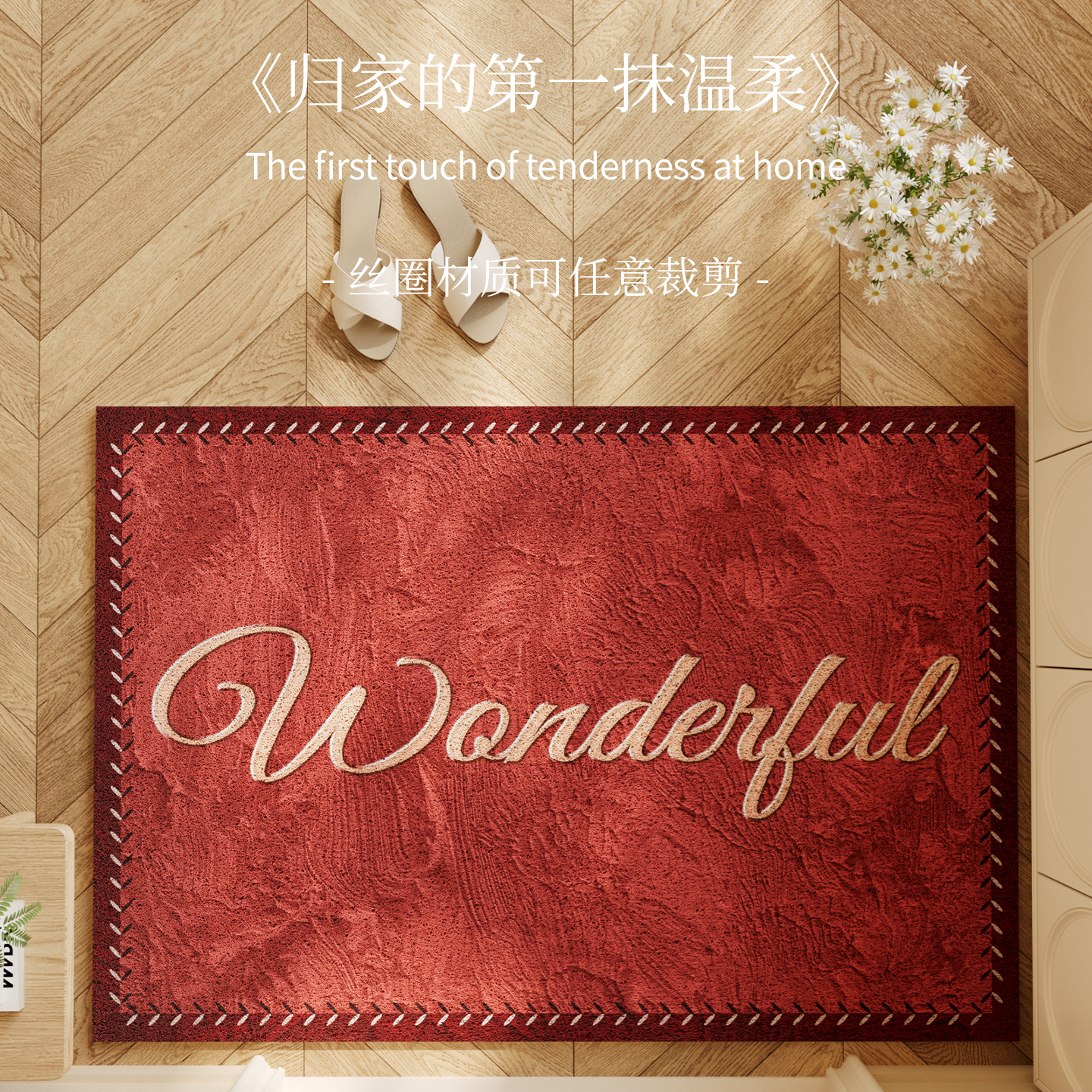 法式简约丝圈入户地垫