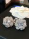 欧美时尚 百搭花朵耳钉山茶花满钻闪钻耳环高级设计感气质饰品 经典