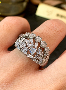 MESU密镶开口闪钻戒指银色