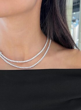 欧美时尚高级感双层满钻项链