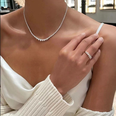 奢华名媛宴会渐变大小闪钻网球链