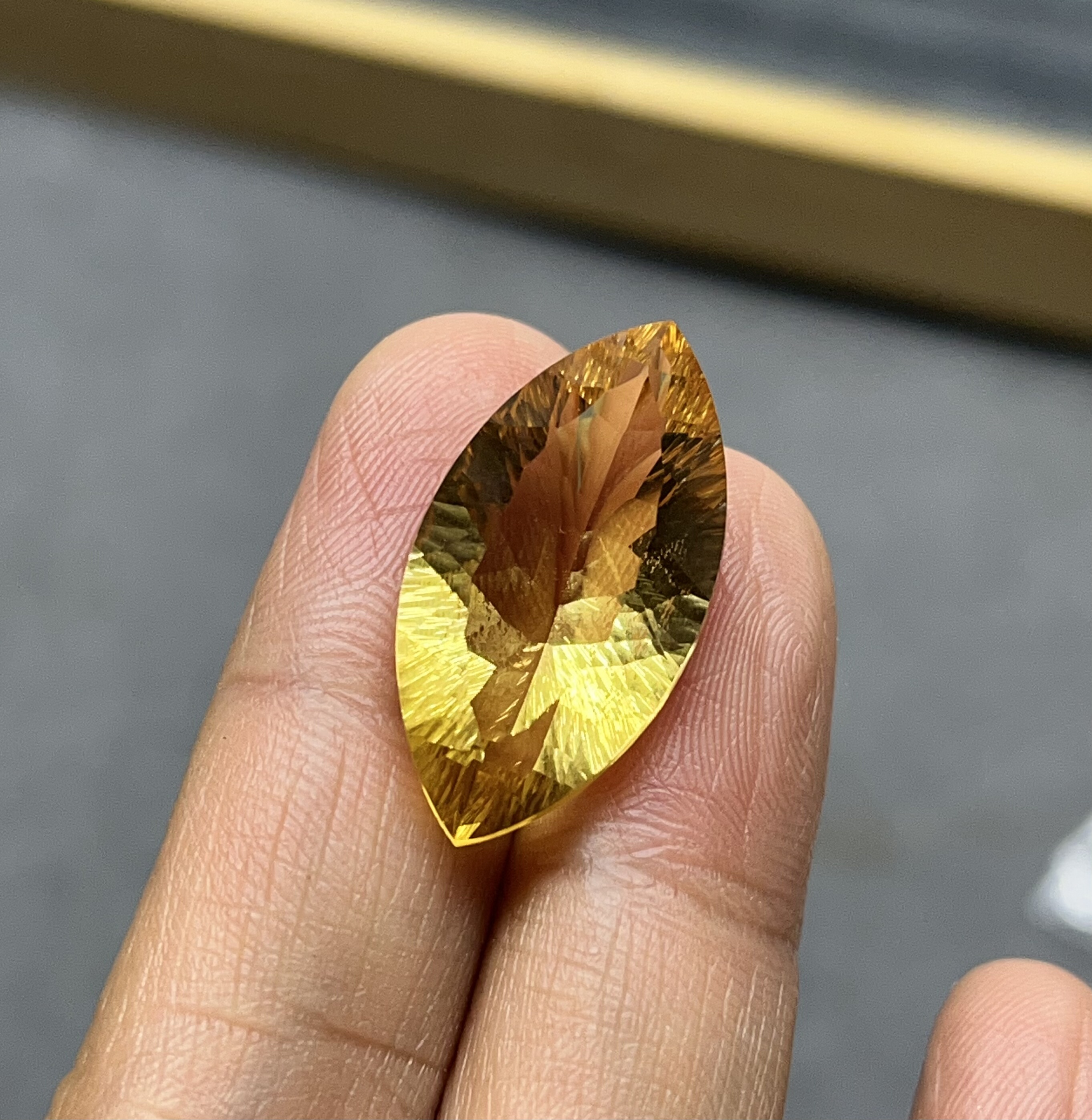 天然黄水晶裸石戒面镶嵌天然巴西黄水晶裸石戒面马眼形宝石戒指