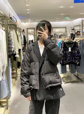 UTHM UR冬季新款女装拼接假两件短款宽松羽绒服外套WJ38S1KN2000