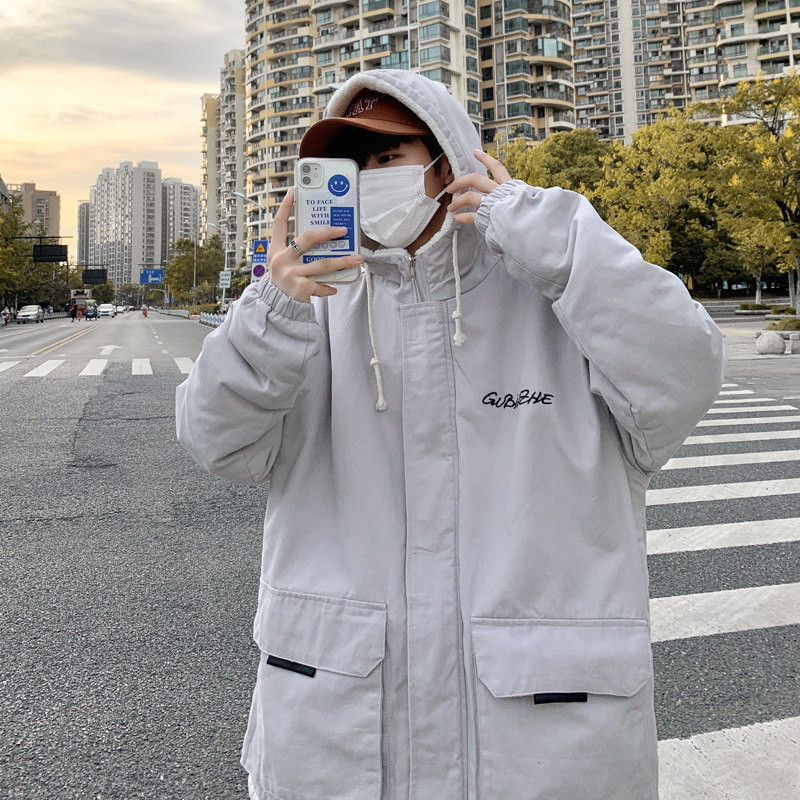 3港风冬季男士宽松棉服羊羔毛大码连帽棉衣XZ405-1-Y10,男装棉衣,星座405-1