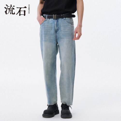 商场同款流石男装重水洗牛仔裤子