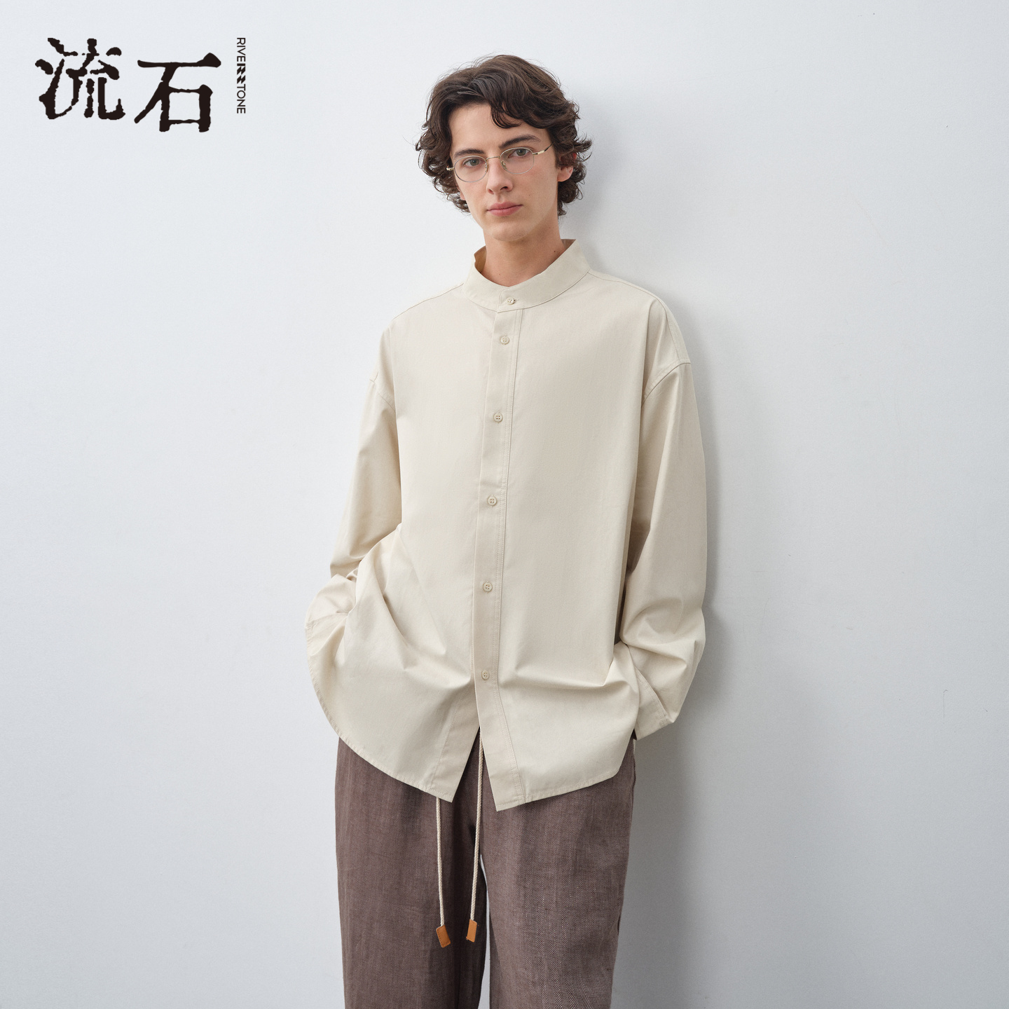 商场同款流石男装新中式立领衬衫