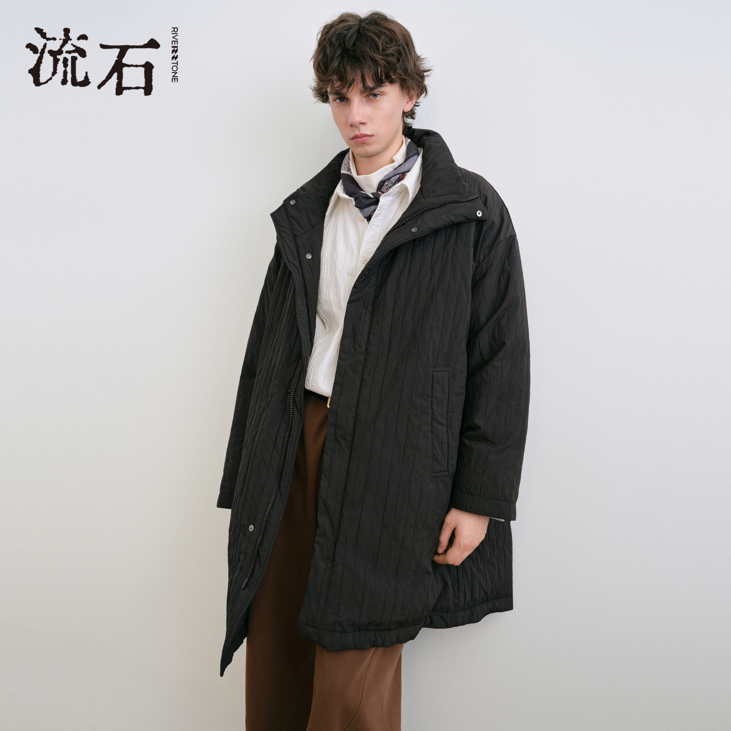 商场同款流石男装中长款羽绒服潮