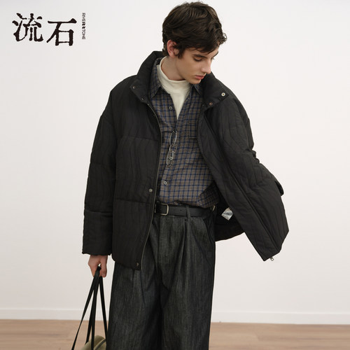 商场同款流石男装简约短款羽绒衣