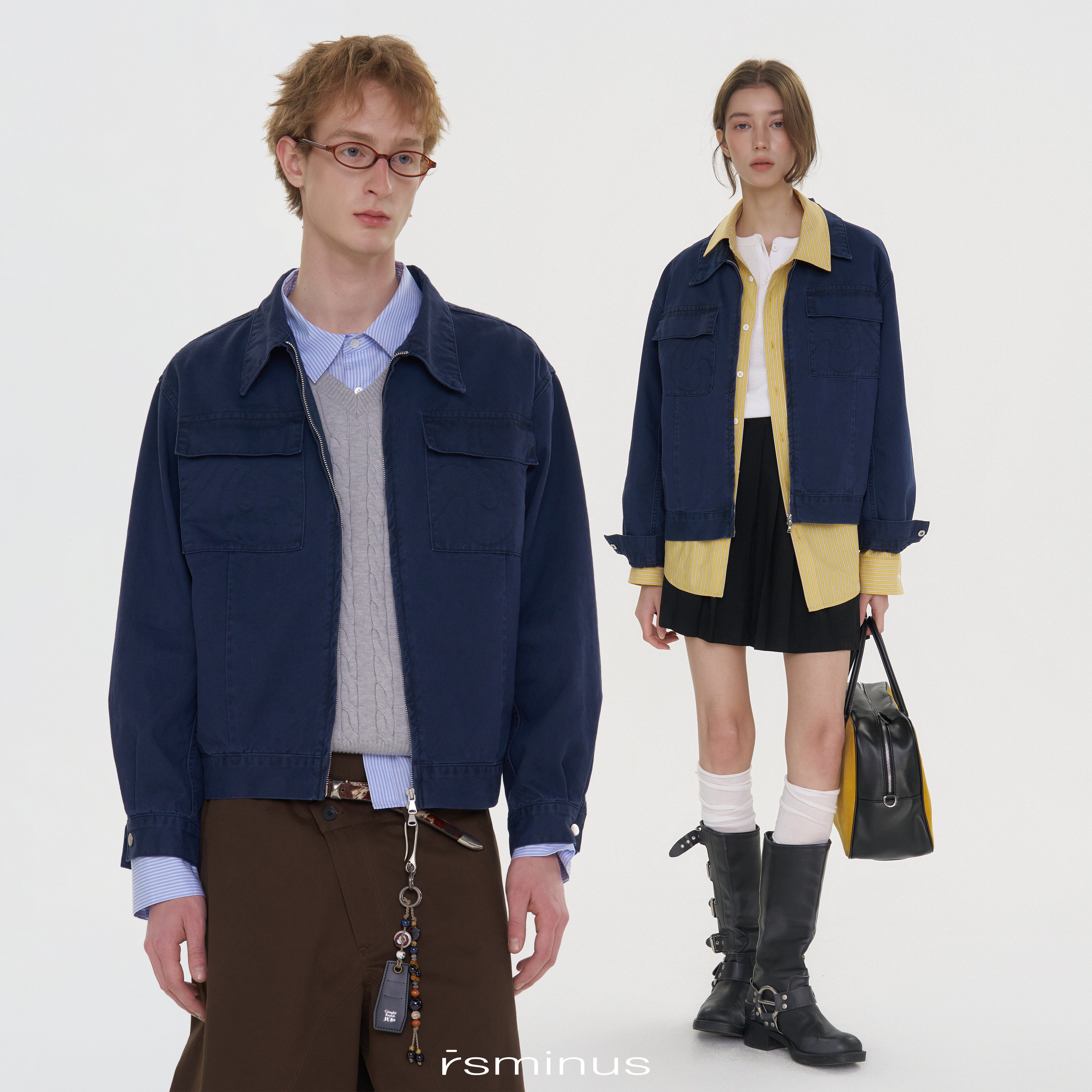 riverstone男女同款宽松工装翻领外套2026年春季新款纯