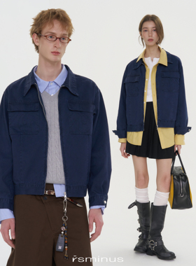 riverstone男女同款宽松工装翻领外套2026年春季新款纯棉水洗夹克