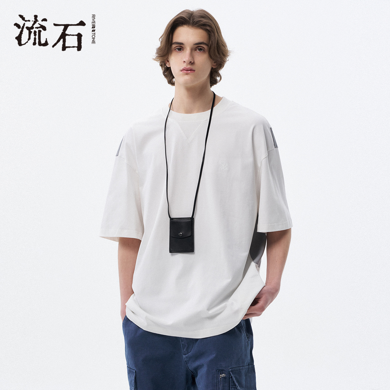 商场同款流石男装刺绣短袖T恤潮