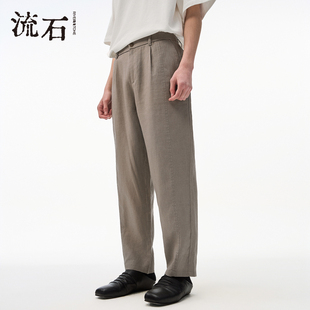 亚麻休闲九分裤 宽松简约透气直筒裤 子2025年夏季 男士 新款 流石男装
