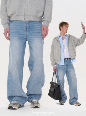 riverstone男女同款美式复古直筒阔腿牛仔裤2026春季新款男生长裤