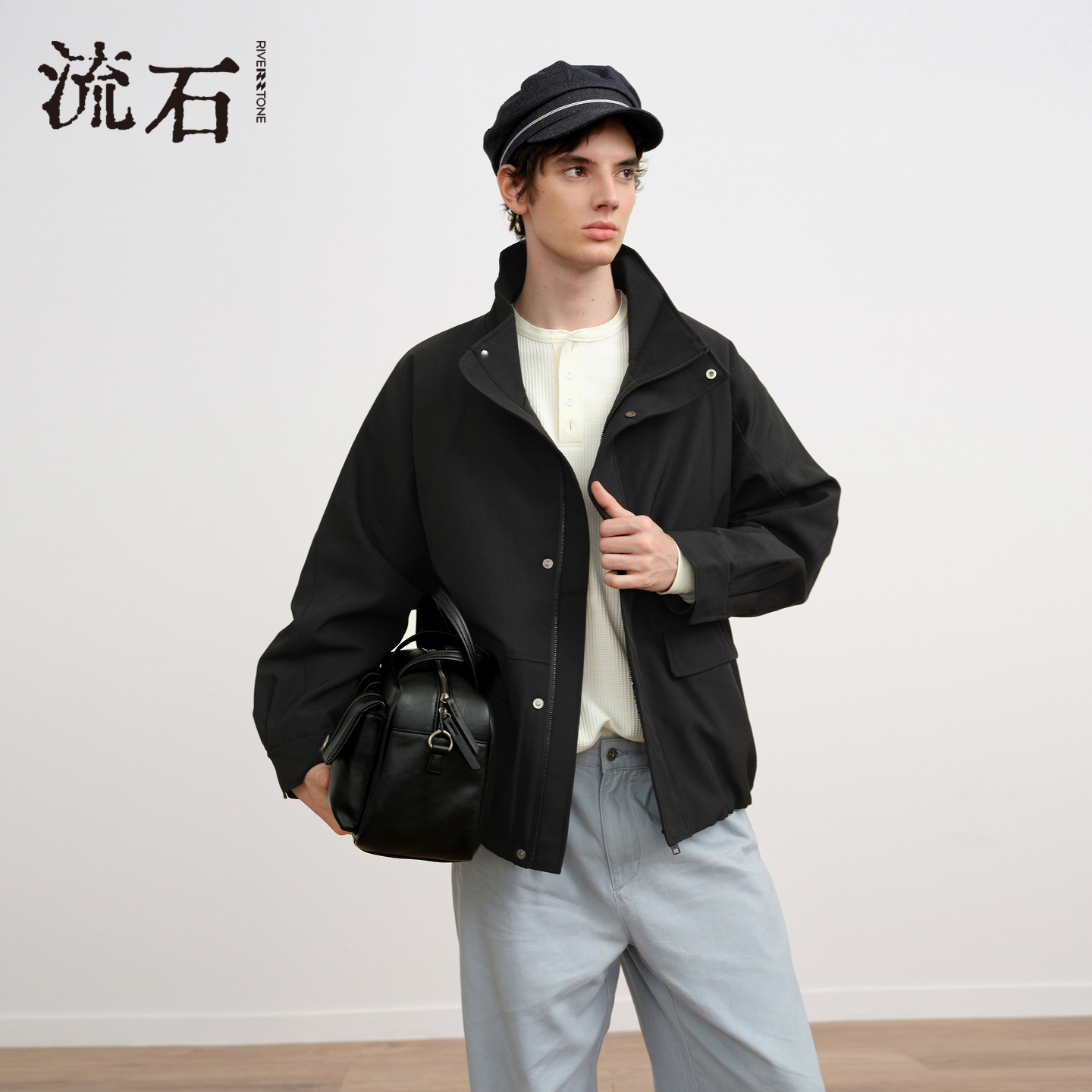 商场同款流石男装宽松立领棉外套