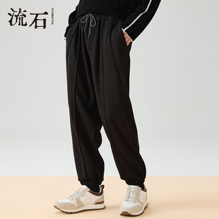 卫裤 2025年冬季 新款 流石男装 宽松保暖毛呢运动裤 九分裤 男士 子 厚款