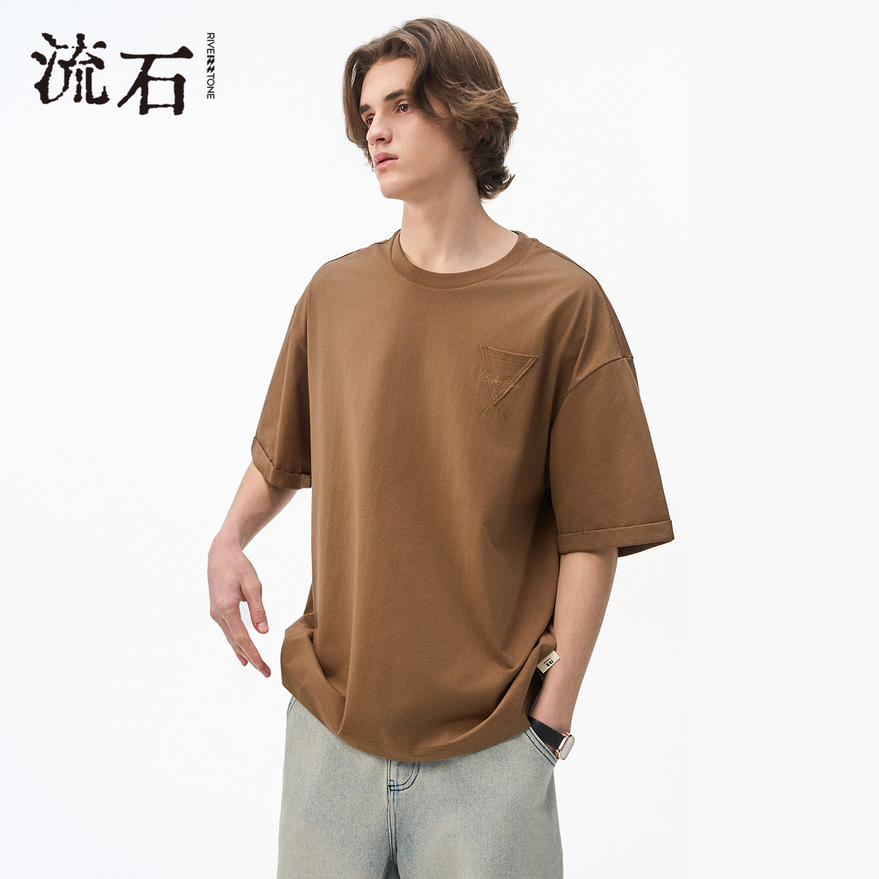 商场同款流石男装刺短袖T恤衫图片