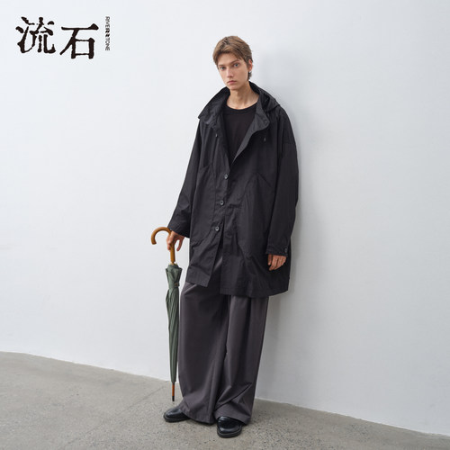 商场同款流石男装户外中长款风衣