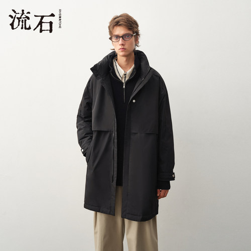 流石男装立领中长款羽绒派克服潮