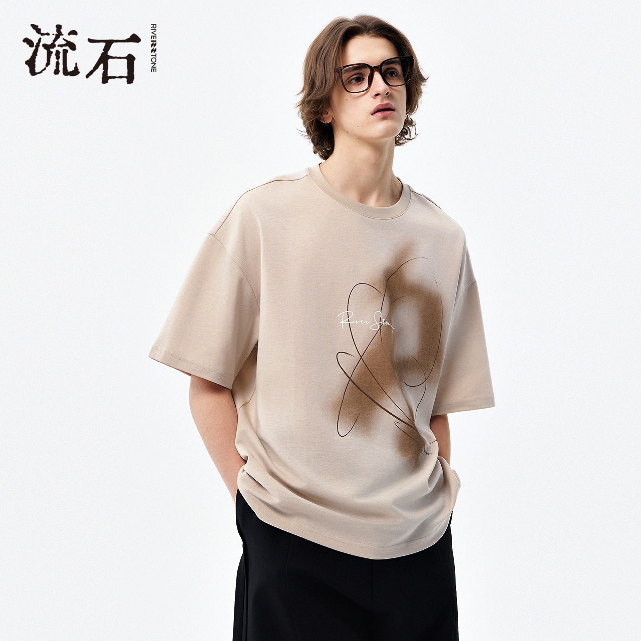 商场同款流石男装印花短袖T恤潮