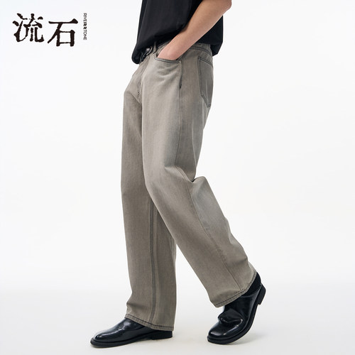 商场同款流石男装水洗做旧牛仔裤