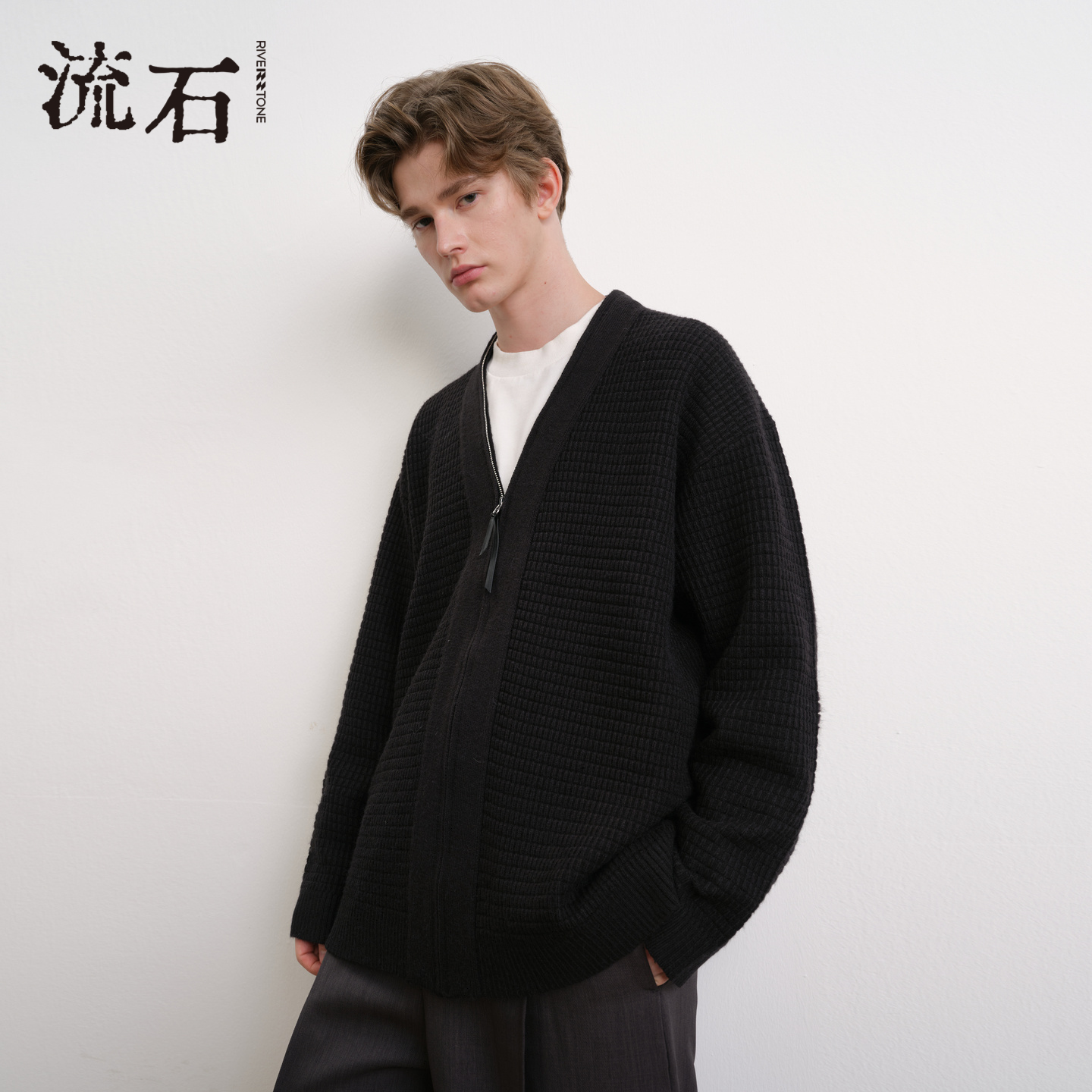 商场同款流石男装设计感针织外套