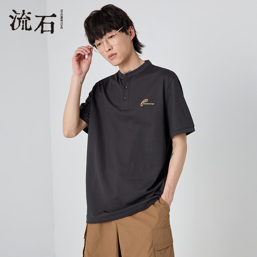 RS流石男装高端刺绣休闲短袖T恤