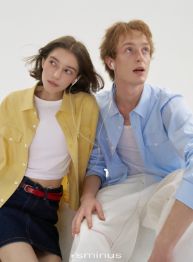 riverstone男女同款高级感轻奢细条纹双贴袋衬衫春季新款宽松衬衣