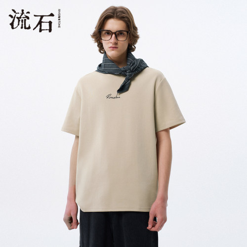 商场同款流石男装字母提花T恤潮