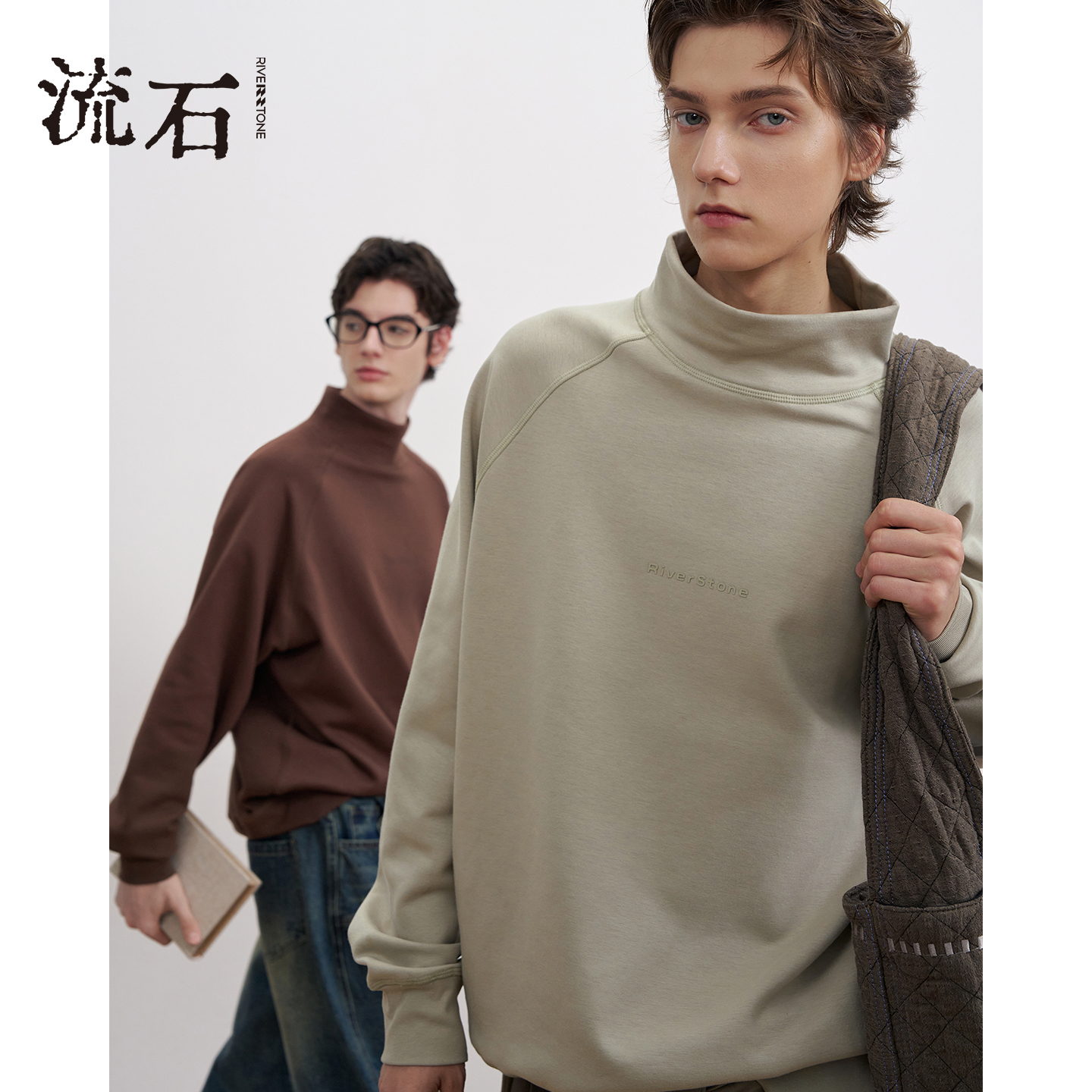 商场同款流石男装高领长袖T恤衫