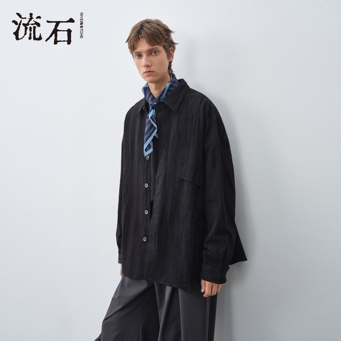 商场同款流石男装棉麻衬衫外套