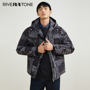 冬季 流石男装 高端腰果花羽绒服2025年新款 时尚 高级感连帽外套 冬装