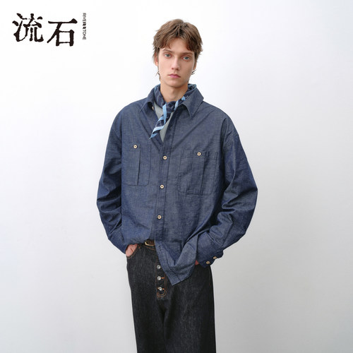 商场同款流石男装随性牛仔衬衫潮