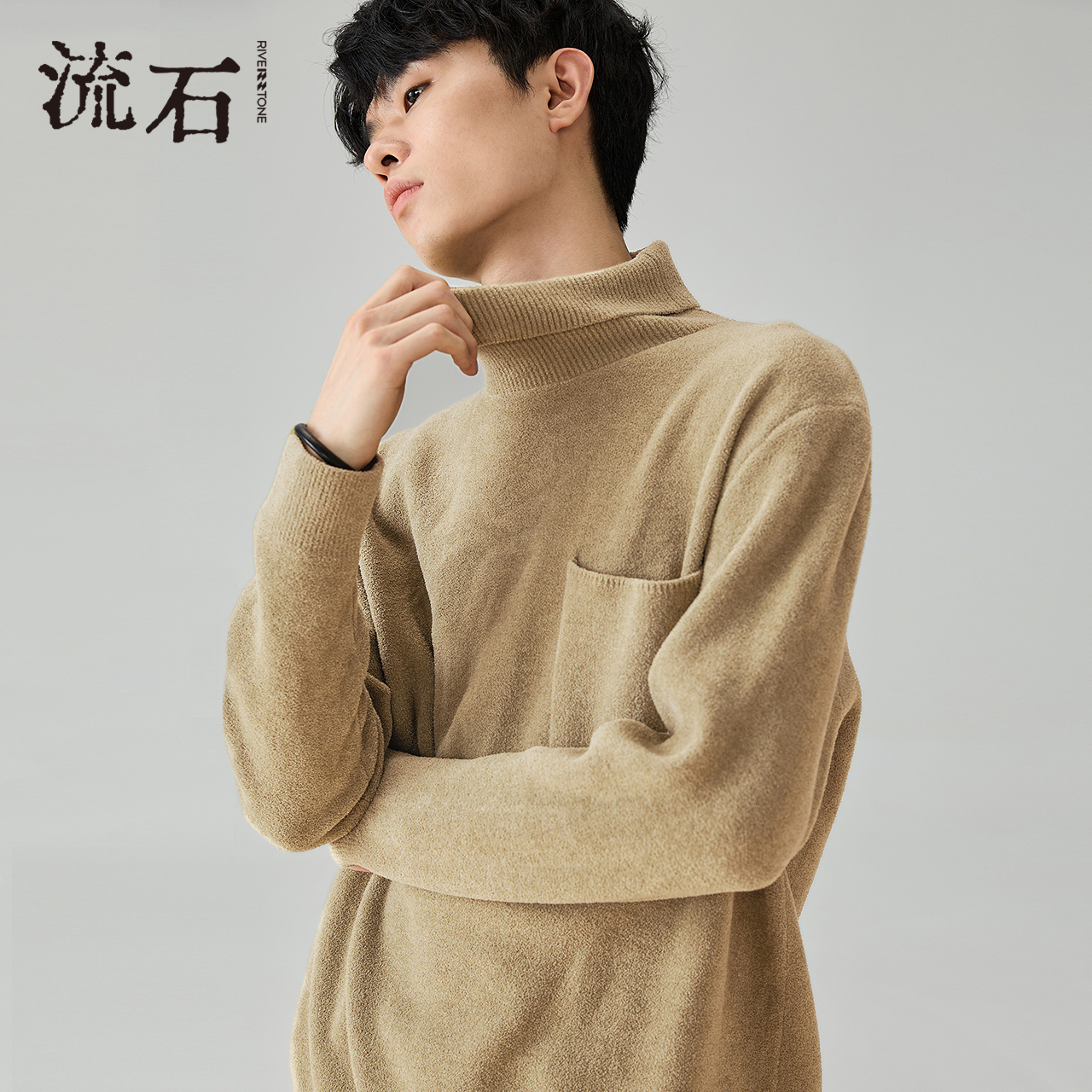 商场同款流石男装高领打底针织衫