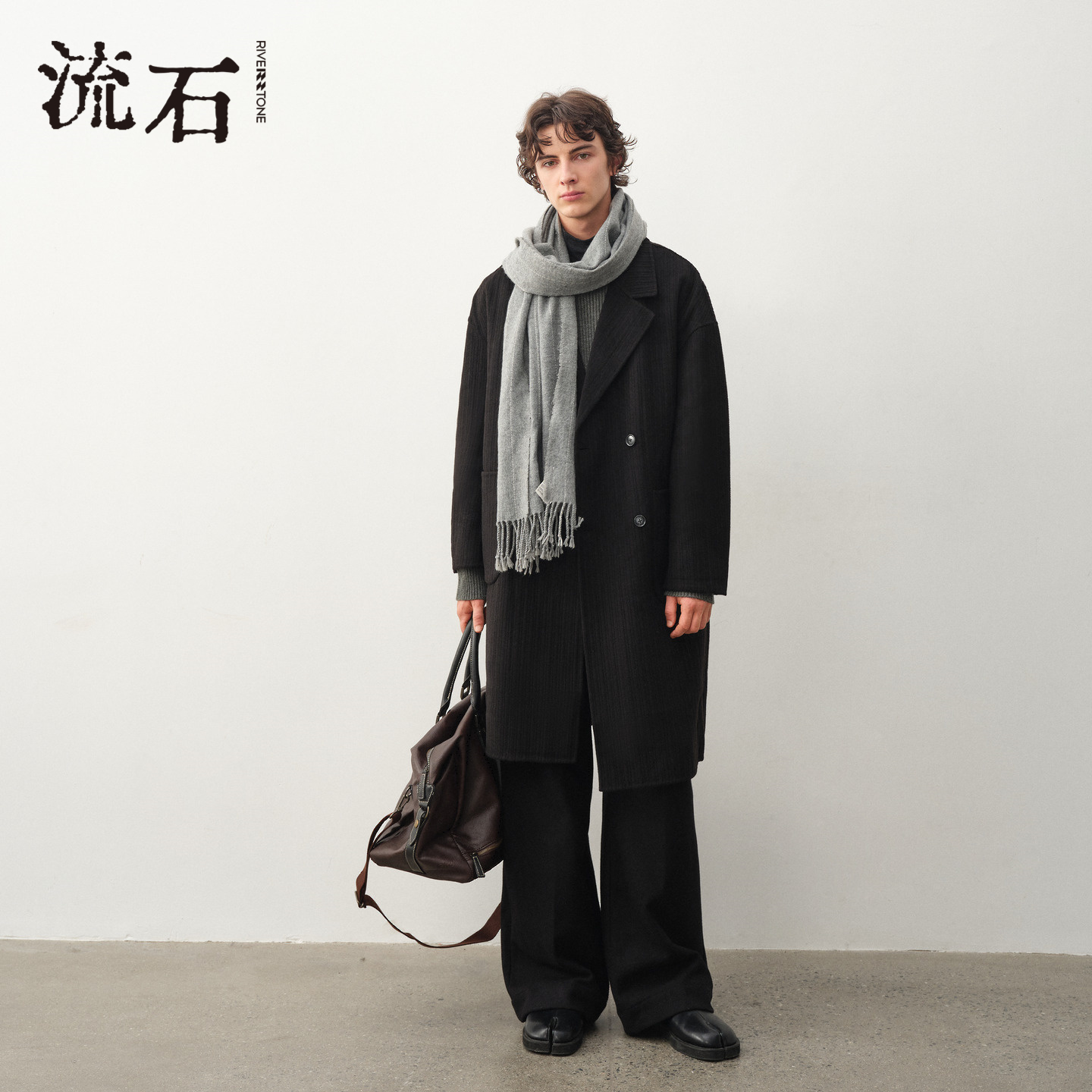 商场同款流石男装羊毛双面呢大衣