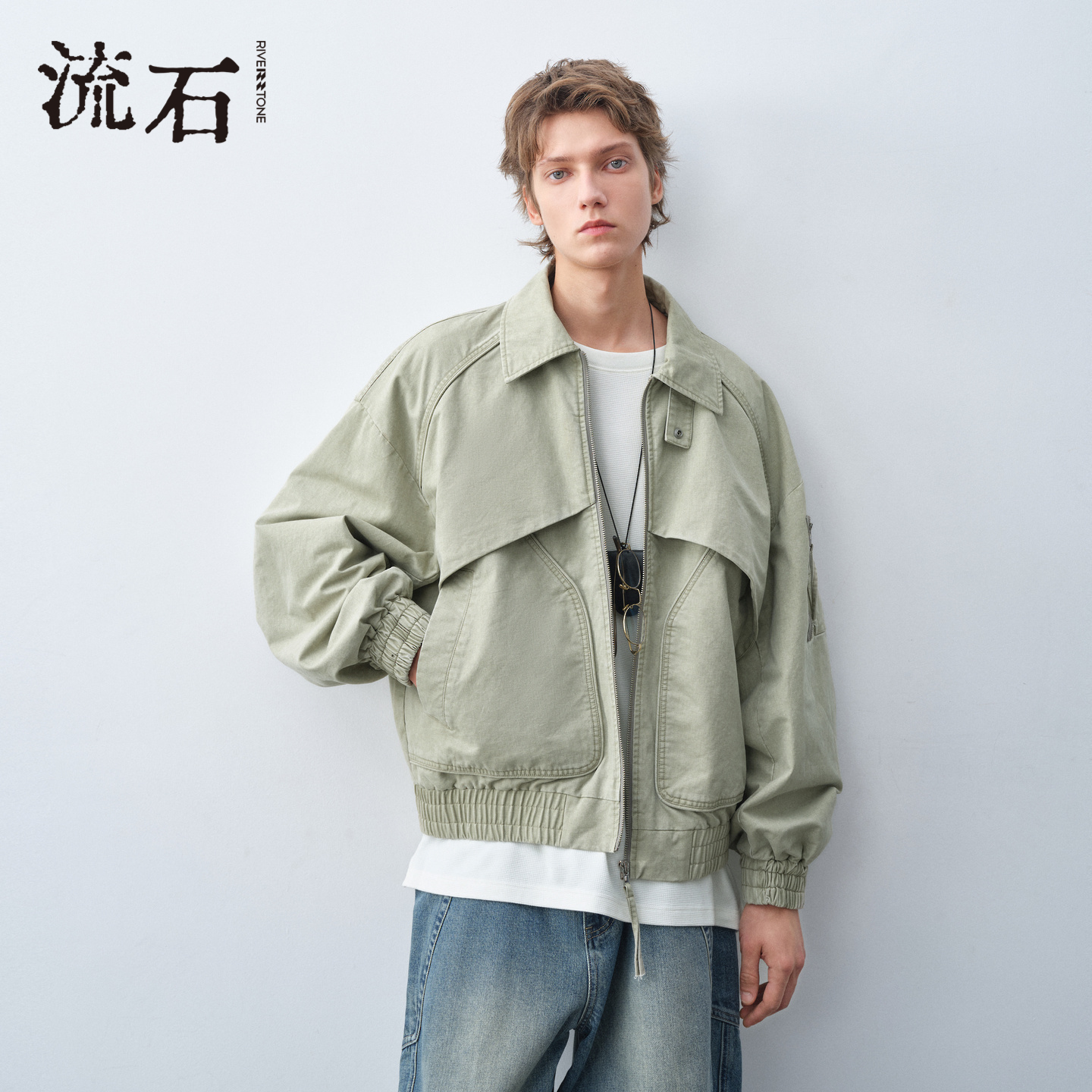 商场同款流石男装设计感工装夹克