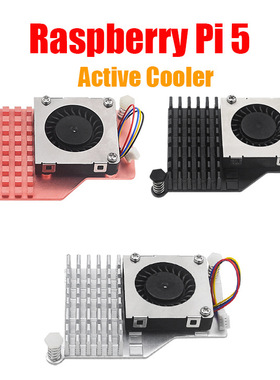 树莓派5纯铜散热器 Active Cooler主动式散热风扇冷却器5代散热片