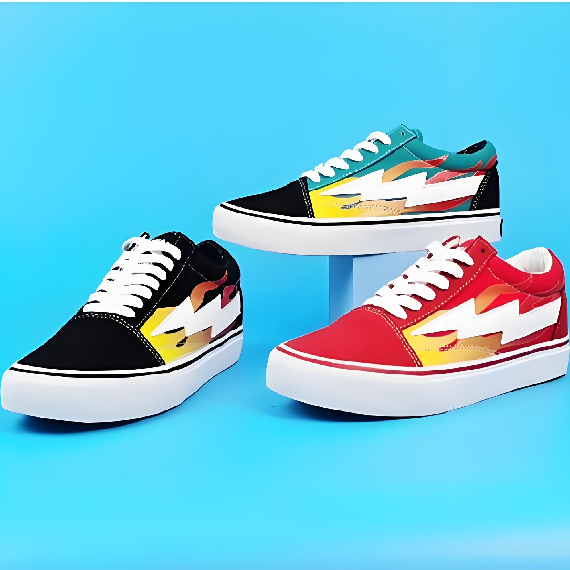 正品经典REVENGE X STORM闪电火焰帆布鞋复仇风暴百搭滑板街舞潮