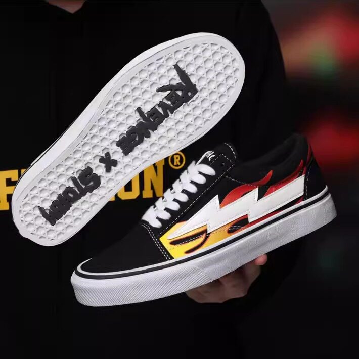 正品经典REVENGE X STORM闪电火焰帆布鞋复仇风暴百搭滑板街舞潮