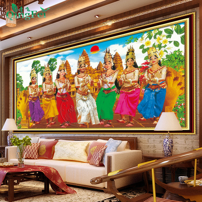 青飞挂画美丽仙女七色彩裙