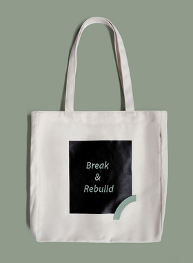 TREBLE Z/Break&Rebuild新款丝印立体刺绣纯棉帆布包托特包购物袋