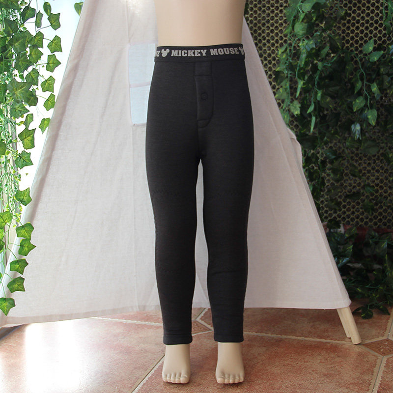 专柜迪士尼米奇儿童棉毛裤3-11岁男童冬季保暖蚕丝三层加厚打底裤