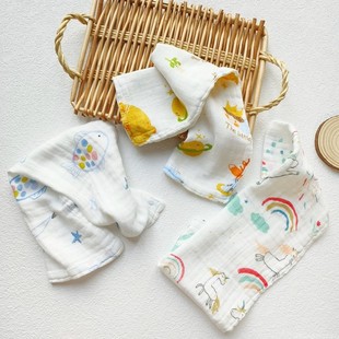 婴儿童A类竹纤维手帕宝宝4 四层竹棉擦汗口水喂吐奶洗澡方巾童巾