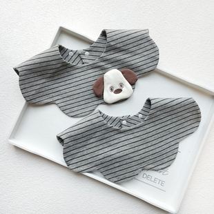 婴儿童双面图案纯棉加宽加大口水巾宝宝360度a类全棉立体玩偶围嘴